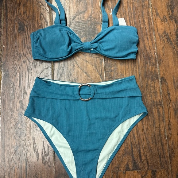 Teal High-Waisted Bikini Set <<<<218>>> - Picture 4 of 7